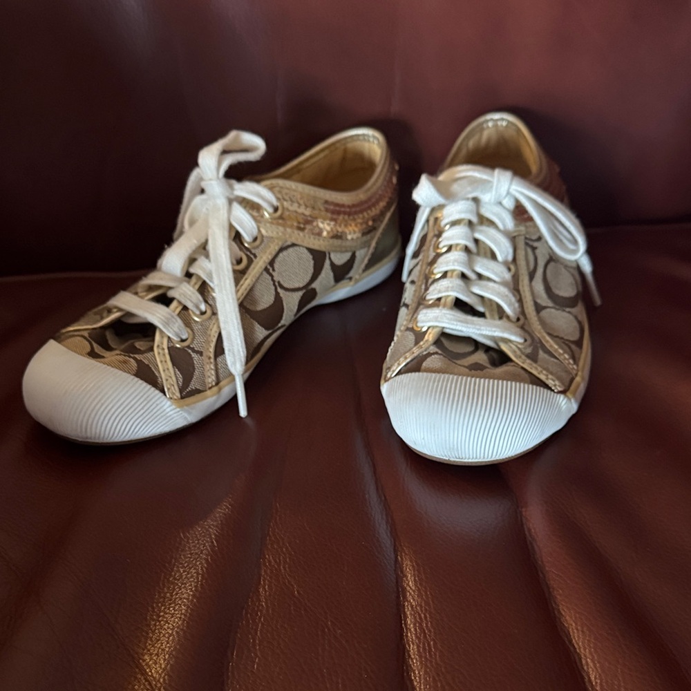 Coach Brown and Gold Women's Sneakers